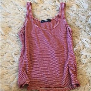 Red and white stripped scoop neck tight tank